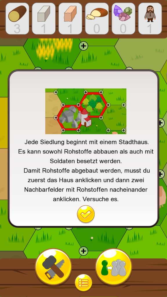 Lehnsherr Screenshot: Lerne in vier Tutorials die Grundlagen des Spiels.